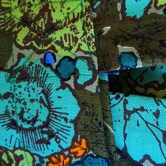 XX Large Green Floral Print Linen Beach Tote Bag - Picture 5 of 8